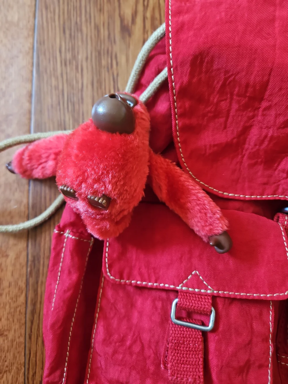 Kipling Red Backpack with Monkey Keychain